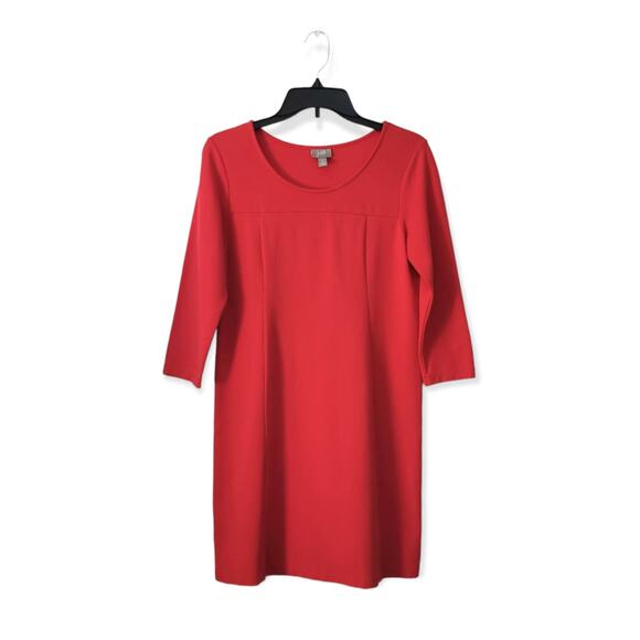 J. Jill Ponte Red Seamed Sheath 3/4 Sleeve Mini Dress Size‎ Small - Picture 1 of 7
